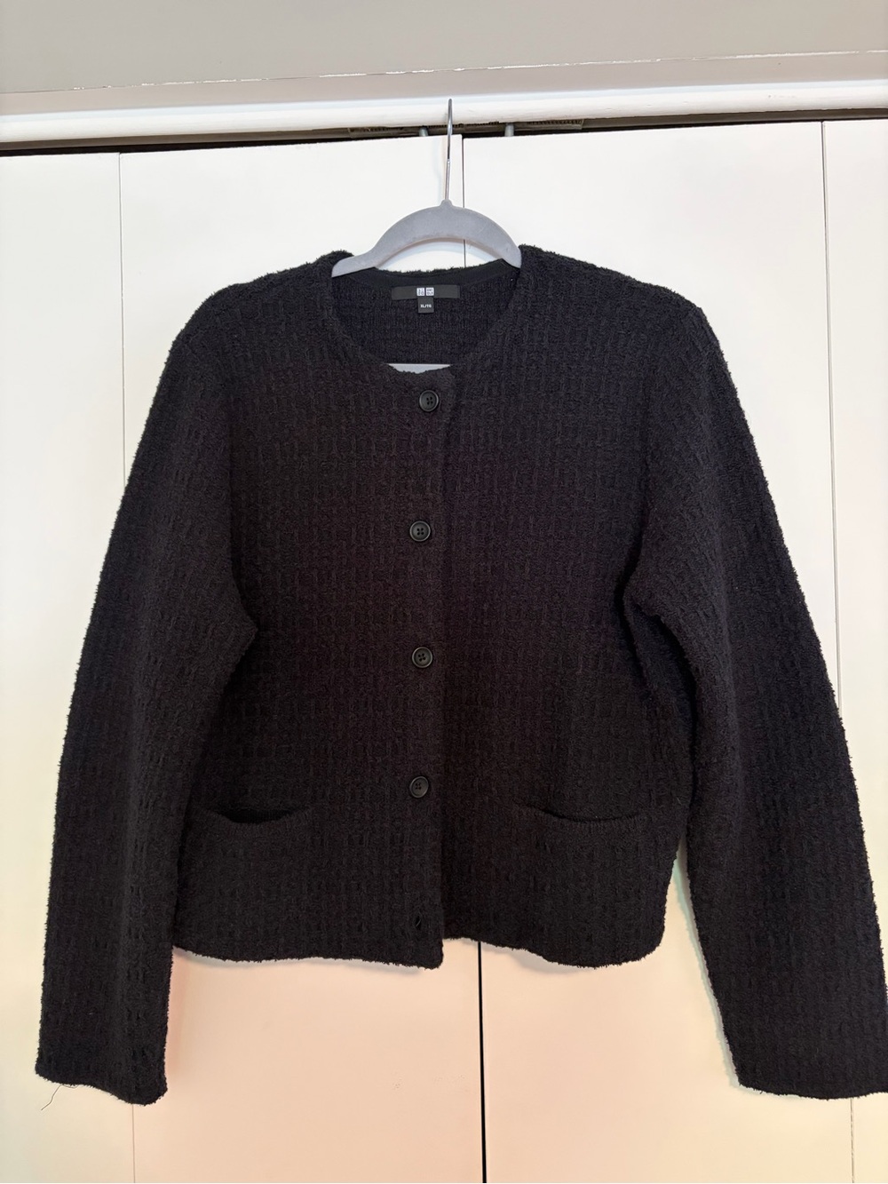 Uniqlo Black Textured Crew-Neck Cardigan